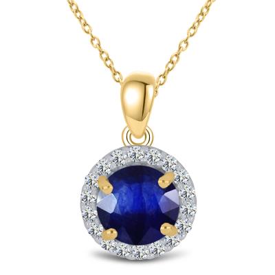 BUY 14K GOLD WITH BLUE SAPPHIRE GEMSTON PENDANT